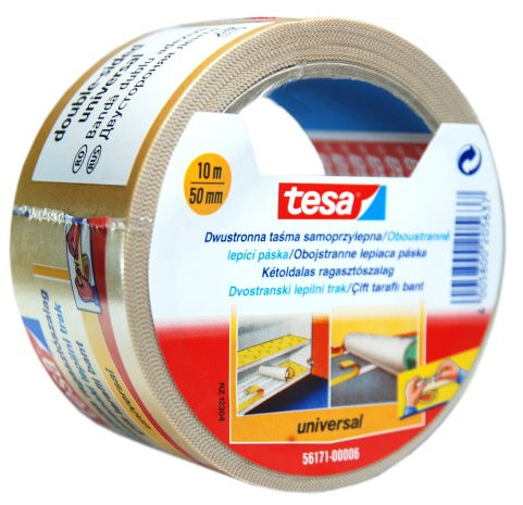 Tesa 56171-00006 Heimwerker doppelseitiges Klebeband 10 m x 50 mm