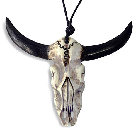 Island Piercings Handgefertigter Anhänger Stierkopf Büffel Knochen und Horn inkl. Band PB337