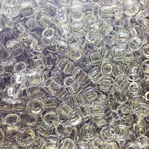 Crystal Clear Transparent 9x6mm Pony / Hair Barrel Acrylic Beads Pack of 100