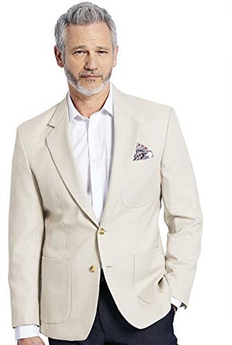 Mens Single Breasted Classic Oxford Blazer-Tailored/Full Fitting (Size: 54) (Colour: Beige)