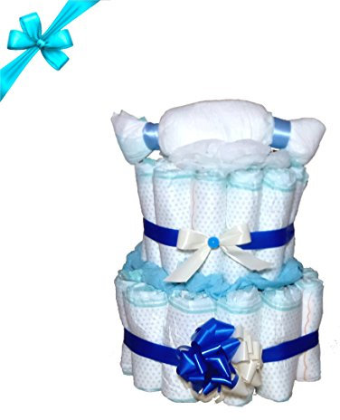 Windelzauberei Schöne Windeltorte | Jungen | 1 Stück | Größe Small | Neugeboren | Wasserfest | Einweg