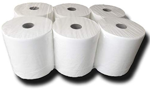 Premium Handtuchrollen 2-lagig, ca. 21 cm breit, aus 100% Zellstoff, kompatibel mit Spendern für Außenabwicklung, 6 Rollen – Weiche und saugstarke Papierhandtuchrollen