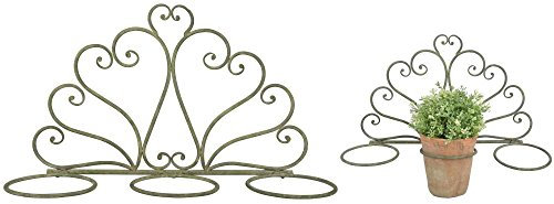 Esschert Design Aged Metal Grün 3er Topfhalter aus veraltetem Metall, 47,0 x 14,7 x 37,0 cm