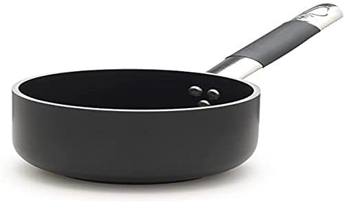 Pentole Agnelli ALSC2105SSPIC20 Alblack Casseruola con Manico, Alluminio, Nero, 20 cm