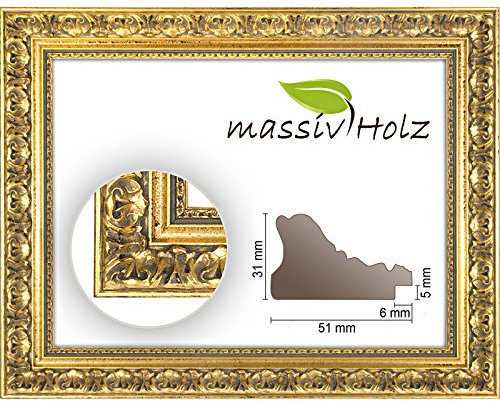 Neumann Bilderrahmen Cadre baroque 972 ORO, 60 x 80 cm, doré, bois massif, sans verre et fond
