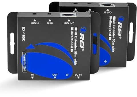 OREI HDMI Over Ethernet Extender über Cat6/Cat7 Kabel bis zu 165 Fuß 1080p, Full HD, Local Loop Out Option, mit IR Control EDID POC Funktion Transmitter und Receiver (EX-165C)