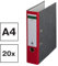 Centra Standard-Ordner, Wolkenmarmor, 20er Pack, Recycling, Blauer Engel, LGA Zertifikat, A4, 8 cm breit, bis zu 600 Blatt (80 g/m²), Kantenschutz, Griffloch, rot, 220123