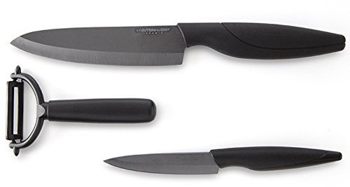 Tarrerias Bonjean Couteau Céramique Noire Set 1 Lame Steak 10 Cm + 1 Epluche Légume Céramique Noire 15 Cm