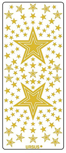 Ursus 59300067 - Kreativ Sticker, Sterne 2, gold, 5 Blatt, selbstklebend, Ideal zur Kartengestaltung und zum Dekorieren von Geschenken, Stickerbogen ca. 10 x 23 cm