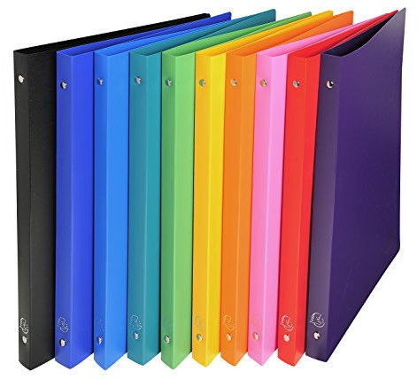 Exacompta 51199E 20er Pack Ringbuch OPAK DIN A4 aus Kunststoff mit 2 Ringen 20 mm breit farbig sortiert ideal für Schule und Büro Ringhefter Ringordner Ringbuchordner