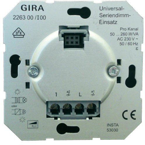 Gira 226300 Dimmer Serien Universal 2x50 Einsatz, 260 W