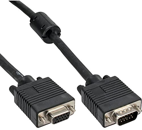 InLine 20363 Cavo S-VGA, Sub-D 15PIN HD Femmina a Sub-D 15PIN HD Maschio, 10M, 1X Ferrite Nero