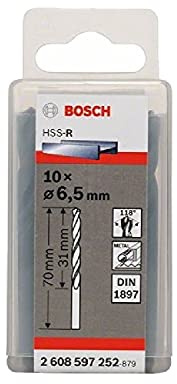 Bosch Professional Karosseriebohrer HSS-R rollgewalzt (10 Stück, 6,5 mm) Durchmesser: 6.5/Gesamtlänge in mm: 70