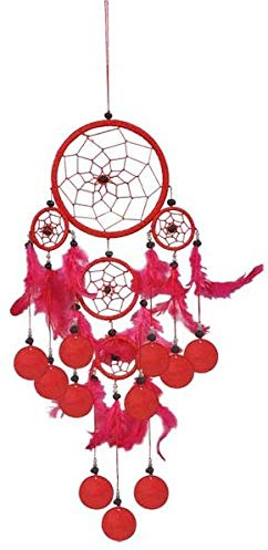 Dreamcatcher Nylon mit Capisscheiben (Rot)
