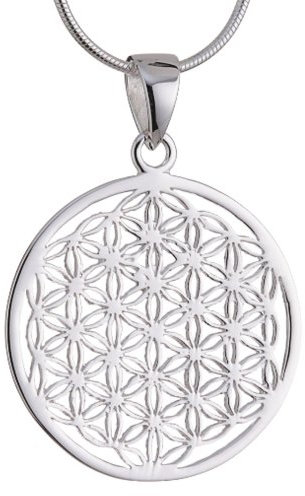 Vinani Anhänger Lebensblume Blume des Lebens Mandala klein mit Schlangenkette 45 cm Sterling Silber 925 Kette Italien ALB-S45