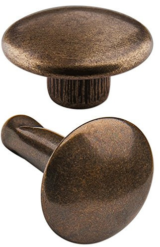 Hoppe & Masztalerz 200 Doppelkopf-Hohlnieten Ziernieten 2-teilig 7mm „7/8/2” aus Eisen (nickelfrei), Finish: Messing-antik