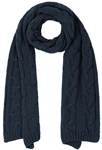 McBURN Britta Zopfstrickschal Schal Strickschal Damenschal Winterschal Wollschal für Damen Norwegerschal Winterschal Herbst Winter (One Size - blau)