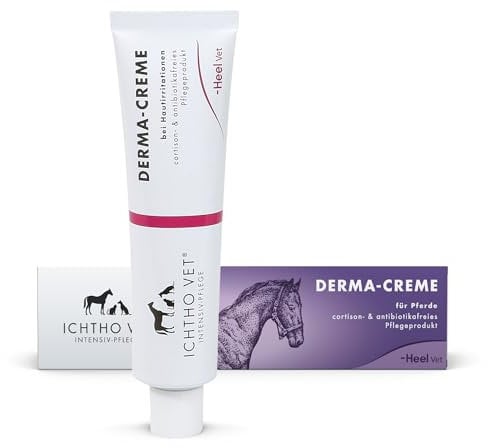 Ichtho vet Derma-Creme für Pferde: Intensiv-Pflege bei trockenen, rissigen und schuppigen Hautirritationen, 2x50g – Feuchtigkeitsspendend & rückfettend | Made IN Germany