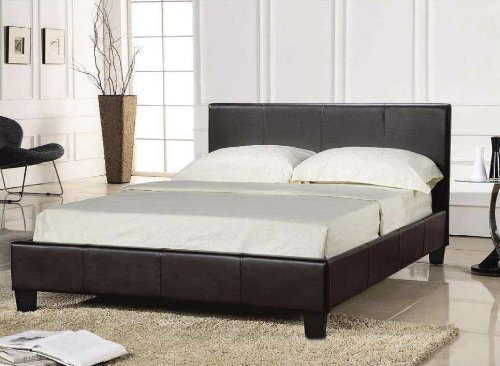 Comfy Living King Size BLACK Bed Frame 5FT Faux Leather - Prado