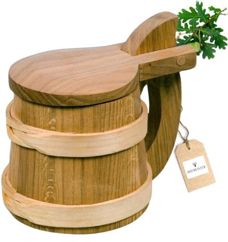 Hofmeister Viking Chope à bière en Bois avec Couvercle, Cheery Wood et de chêne