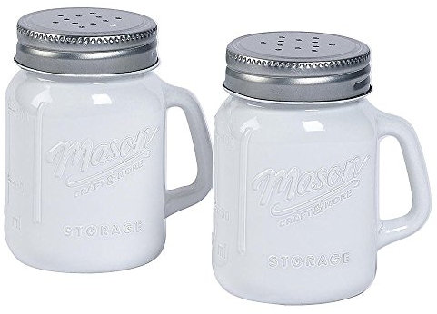 White Glass Mason Jar Salt and Pepper Shakers by Mason Craft & More
