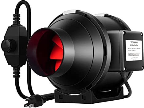 VIVOSUN 100 mm, 323 m³/h EC Motor Inline Duct Fan with Speed Controller, Quiet Pipe Fan, R4 Pipe Fan for Indoor, Grow Box, Grow Tent and Greenhouse Hydroponics