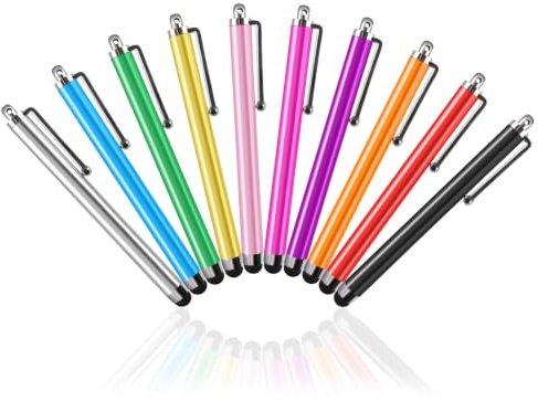 LIBERRWAY Stylus Pens for Touch Screens, 10 Pack of Pink, Purple, Black, Green, Silver Universal Capacitive Stylus Compatible with Kindle, iPad, iPhone, Samsung