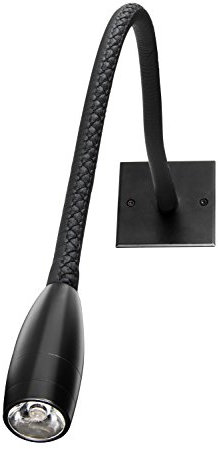 Kos lighting 400053382 Liseuse Flexible LED avec Tête Tournante Aluminium/Simili cuir Noir 57,5 x 9,5 x 9,5 cm