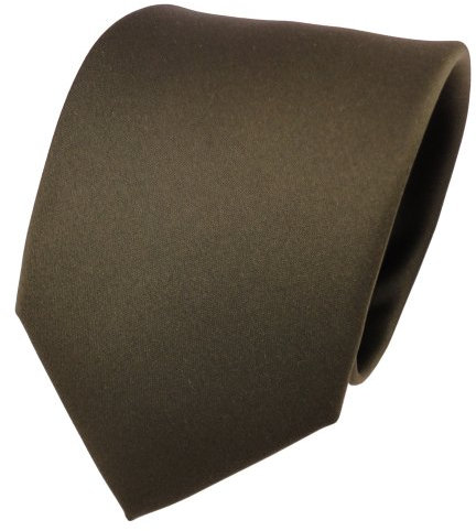 TigerTie Designer Satin Krawatte in oliv grün dunkelgrün einfarbig uni