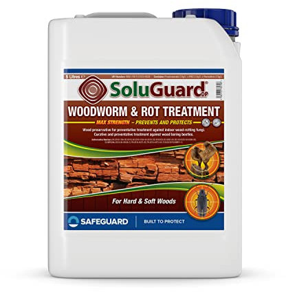 Soluguard Woodworm & Rot Treatment (5 Litre Clear) - Ready to Use, Solvent-Free Preservative Woodworm Killer. HSE Approved