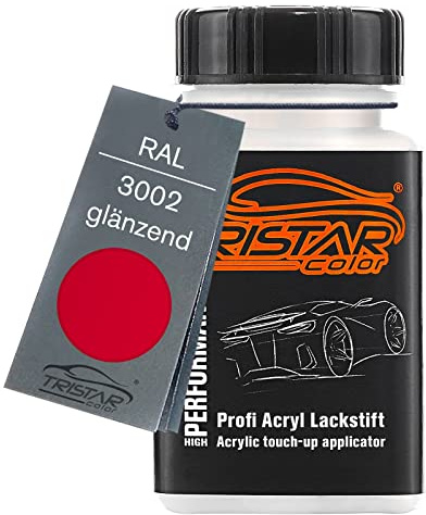 TRISTARcolor RAL 3002 Karminrot glänzend Lackstift | Lackfläschchen mit Pinsel, 50 ml, schnelltrocknend