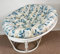 Rattan Papasansessel 110 cm cm Fb. weiß lackiert Polster Stoff California Dream IGGY Blue