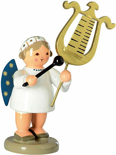 KWO Olbernhau 75643 Engel mit Glockenspiellyra, 5 cm