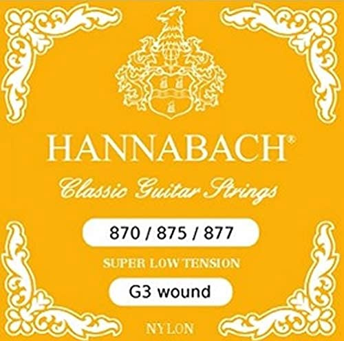 Hannabach Klassikgitarrensaiten G/3 Nylon umsponnen 877SLT Super Light Tension Aluminium umsponnen