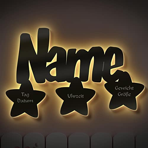Schlummerlicht24 Led Wand Lampe Taufstern Geschenke mit Namen als Taufgeschenk Kommunionsgeschenk Geburtstagsgeschenk Junge Mädchen Kinder Baby Geburt Taufe