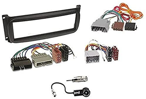 Sound-Way Kit Montaje Autoradio, Marco 1 DIN Radio para Coche, Adaptador Antena, 3X Cable Conector ISO Compatible con Chrysler, Dodge, Jeep