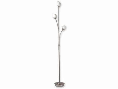 Dapo Halogen Glas-Steh-Stand-Leuchte-Lampe Verona 3, Nickel, Opalglas weiß, H: 132 cm, inklusive Halogen-Leuchtmittel G9 3X 40 W, EIN-/Aus-Schalter, Wohnzimmer-Dekorations-Stehleuchte-Lampe
