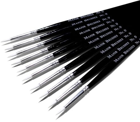 Major Brushes Sable Substitute Size 0 Paint Brushes - Pack of 10