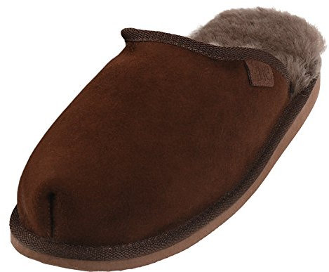 Harrys-Collection Extra Dicke Lammfell Pantoffeln für Herren, Farben:braun, Schuhgröße:45