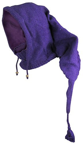 Gheri Wolle Vlies Gefüttert Pixie Spitz Lange Snood Kapuze Nackenwärmer Magier Hut Lila