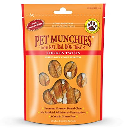 Pet Munchies Chicken Twists Dog Treats, Premium Grain Free Dental Sticks with Natural Real Meat, Low in Fat and High in Protein 80g