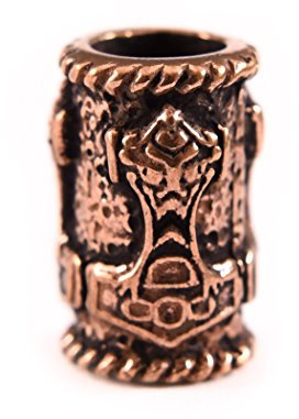 Bronze Viking beard bead with Thor’s hammer