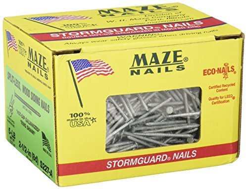 MAZE NAILS S227A-5 Double Hot Dipped Ring Shank Split Less Siding Nail, 5-Pound 8D 2-1/2-Inch by Maze Nails