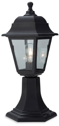 Firstlight 1 x E27 60 Watt IP44 Oslo Lantern Pillar, Black Resin