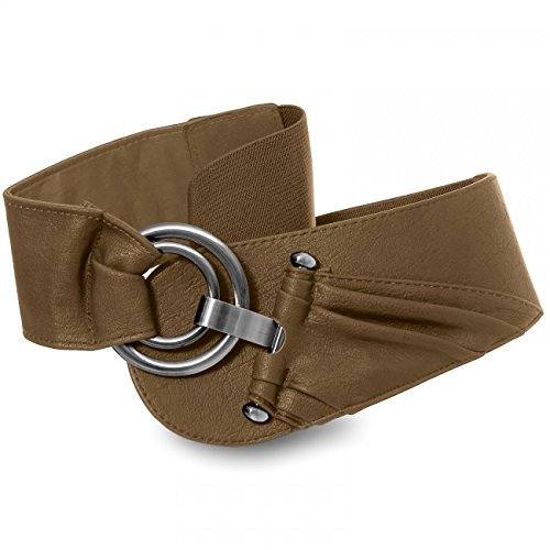 Caspar GU246 elastischer breiter Damen Stretch Taillengürtel mit Gummizug, Gürtelgröße:75/95 [für Körperumfang 75-95 cm], Farbe:khaki