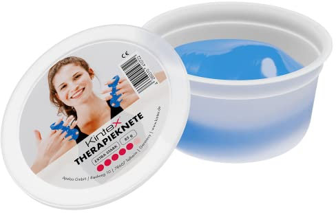 Kintex Therapieknete, 85 g, 6 Stärken, Handtraining, Hand Squeezer, Knete, Physio-Knete, Handtherapie (Blau)