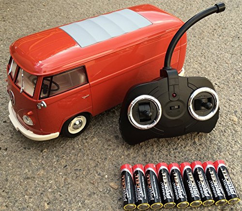 BUSDUGA RC ferngesteuert V W B U L L I 1962 T1-1:18 RTR, komplett-Set, Licht inkl. Fernsteuerung - DER Klassiker ! Bus oder Transporter, Farbe wählbar. (Transporter - ROT)