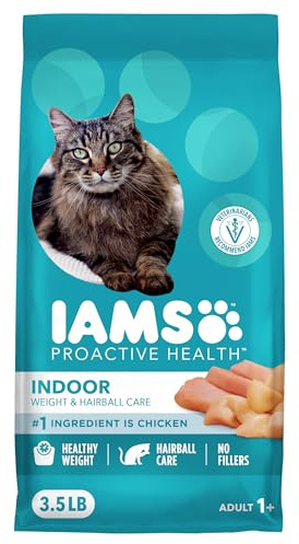 IAMS Proactive Health Indoor Trockenfutter für ausgewachsene Katzen, zur Gewicht- und Haarballkontrolle