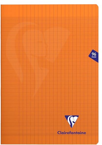 Clairefontaine 383161C Un Cahier Agrafé Mimesys Orange - A4 21x29,7 cm - 96 Pages Grands Carreaux - Papier Blanc 90 g - Couverture Polypro