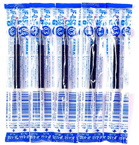 Zebra 0.5mm Blue Ink Refill (JF-0.5), for Zebra Sarasa Clip 0.5 Gel Ballpoint Pen(JJ15-BL), 5 Pack/total 5 pcs (Japan Import) [Komainu-Dou Original Package]